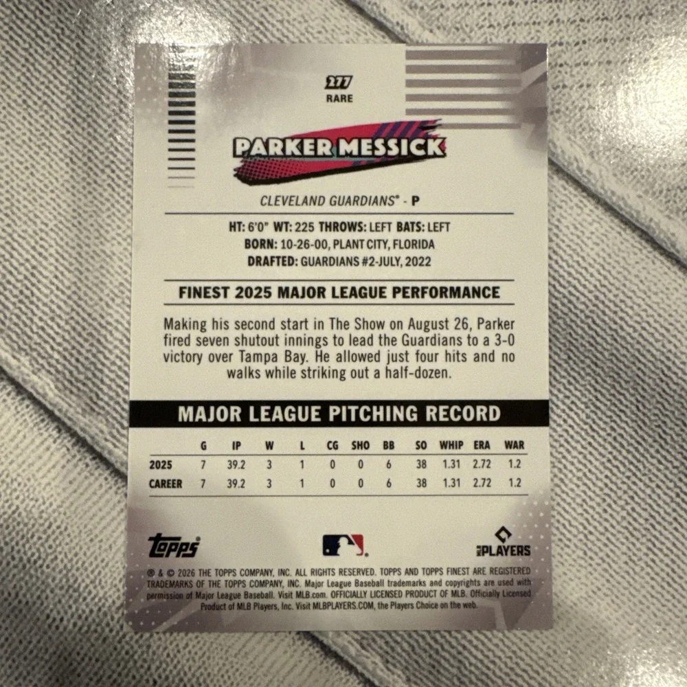 2026 Topps Finest Parker Messick RC Rare #277